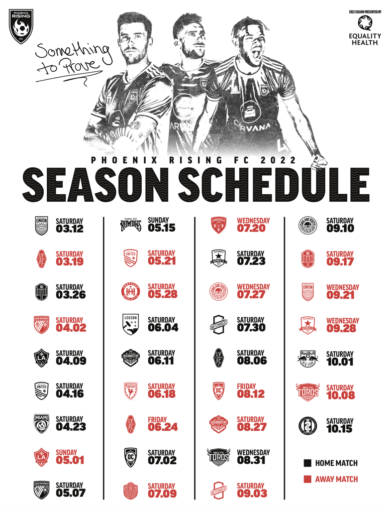 Printable Schedule Phoenix Rising Fc